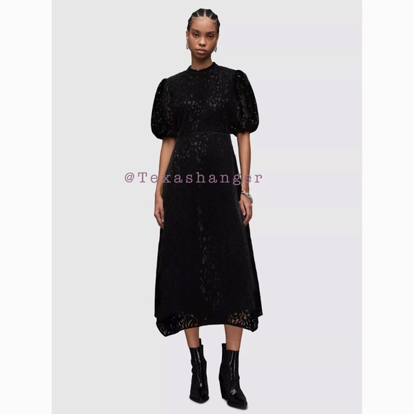 NWT ALLSAINTS Camila Lace Midi Dress US 0 - Picture 5 of 13